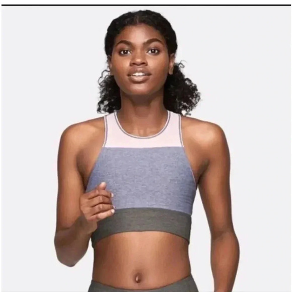 Outdoor Voices‎ Slashback Crop Top Tri-Tone Colorblock Sports Bra M - Picture 1 of 7